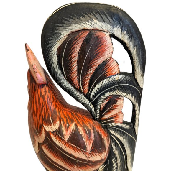 Vintage Hand Carved Rooster Wooden Folk Art Decor Kitchen Farmhouse Rustic - Picture 7 of 9